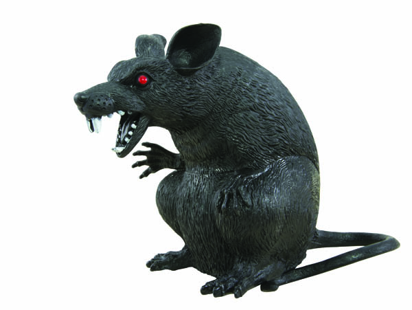 RAT NOIR HURLANT (Décoration en plastique) Taille 18 cm