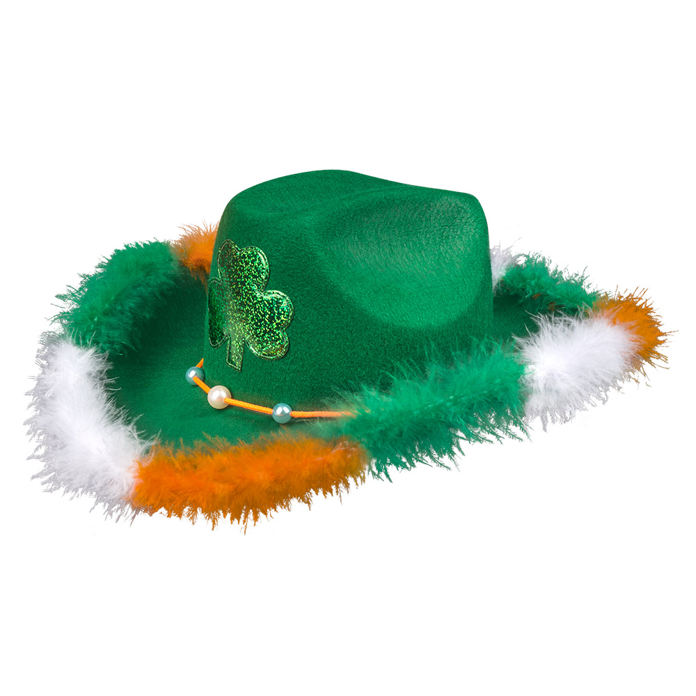CHAPEAU LADY IRLANDAISE (Trèfle et plumes St Patrick)