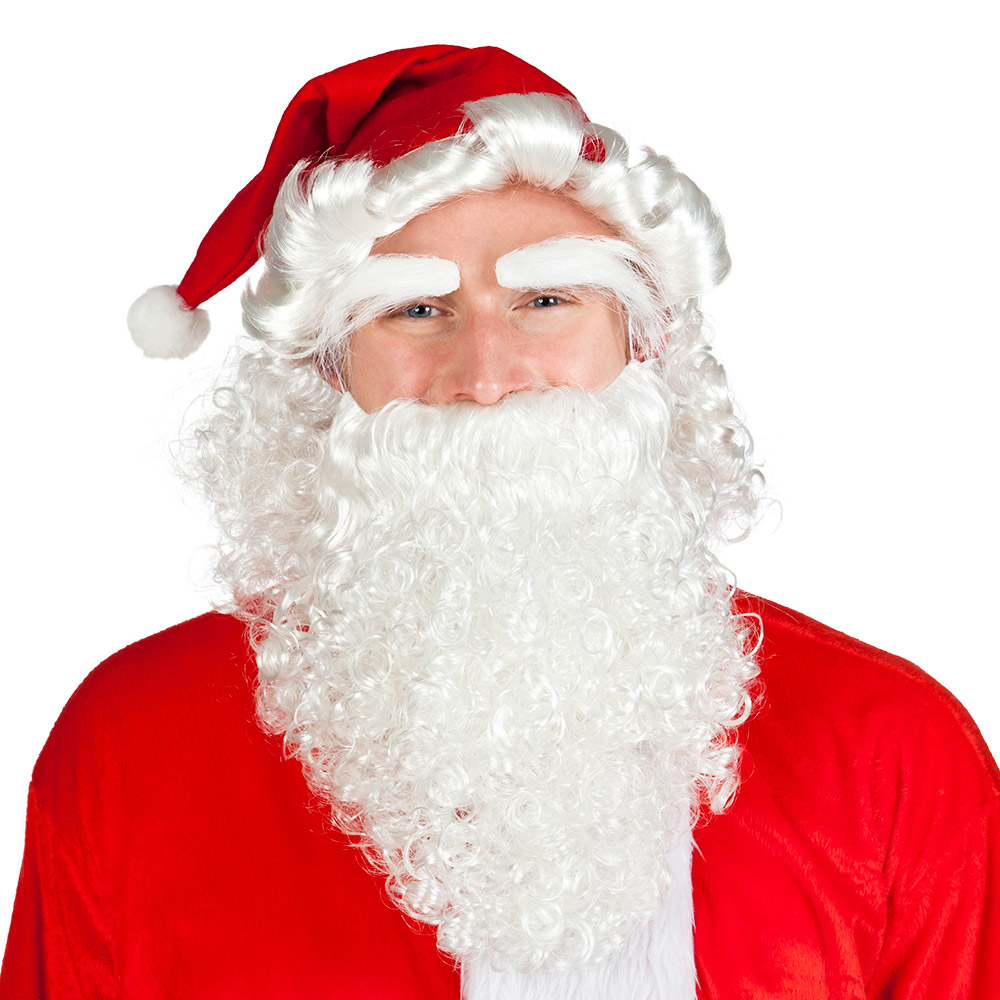 KIT VISAGE DU PÈRE NOEL (Bonnet, cheveux, barbe) avec moustache et sourcils
