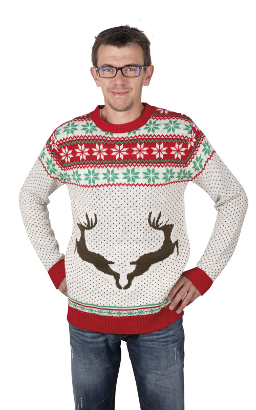 PULL OVER THÈME DE NOEL (Pull homme avec rennes) Taille unique homme
