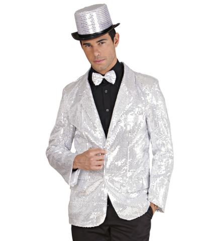 VESTE DISCO A PAILLETTES (Top qualité - Couleur argent) Tailles adultes - Démo vidéo
