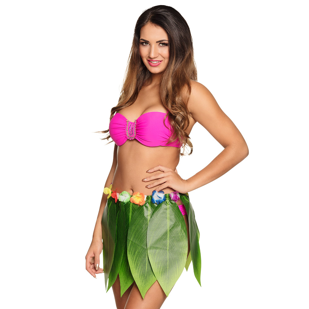 JUPE HAWAÏENNE FEUILLES (Longueur 40 cm)