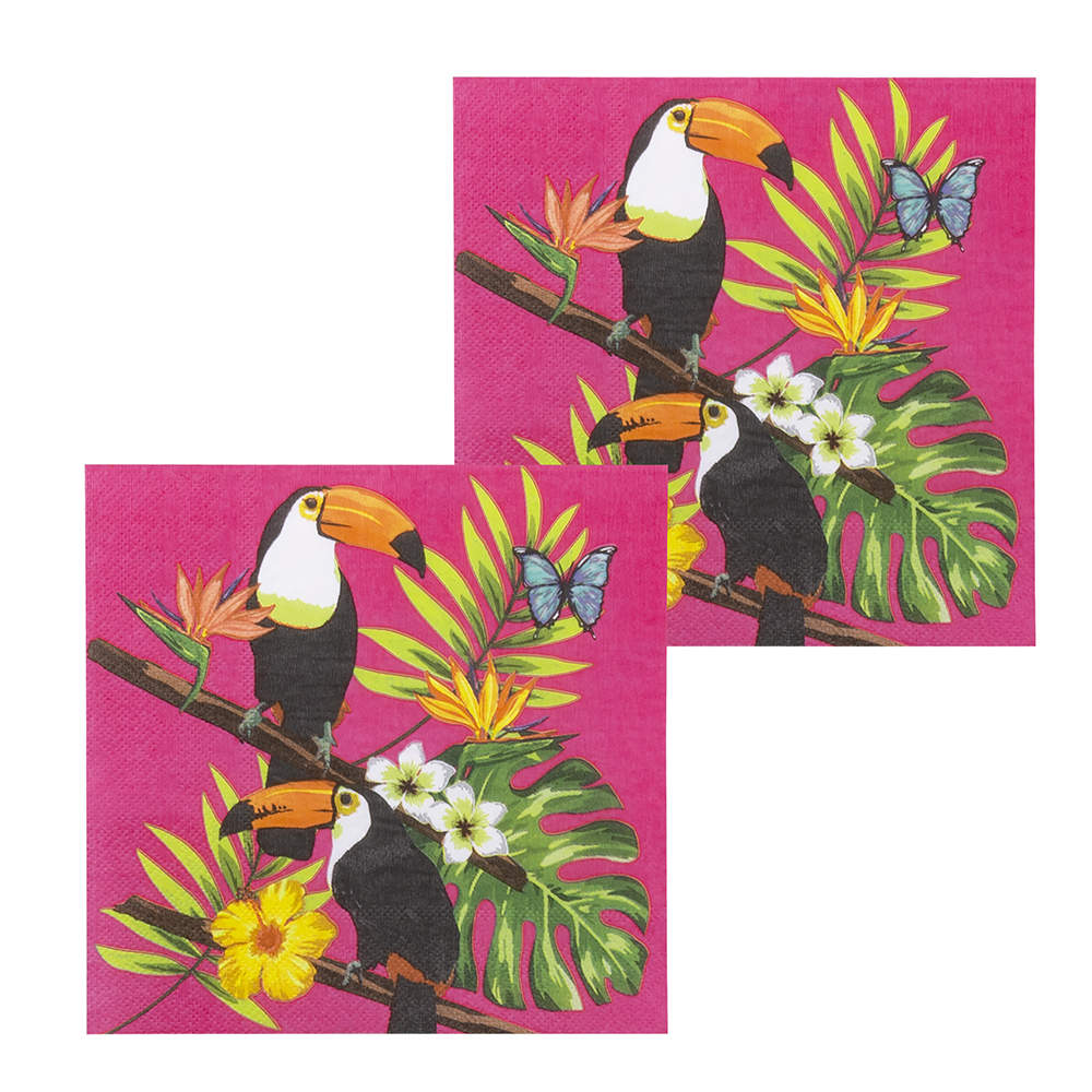 SET DE SERVIETTES TOUCAN (12 serviettes 33 x 33 cm)