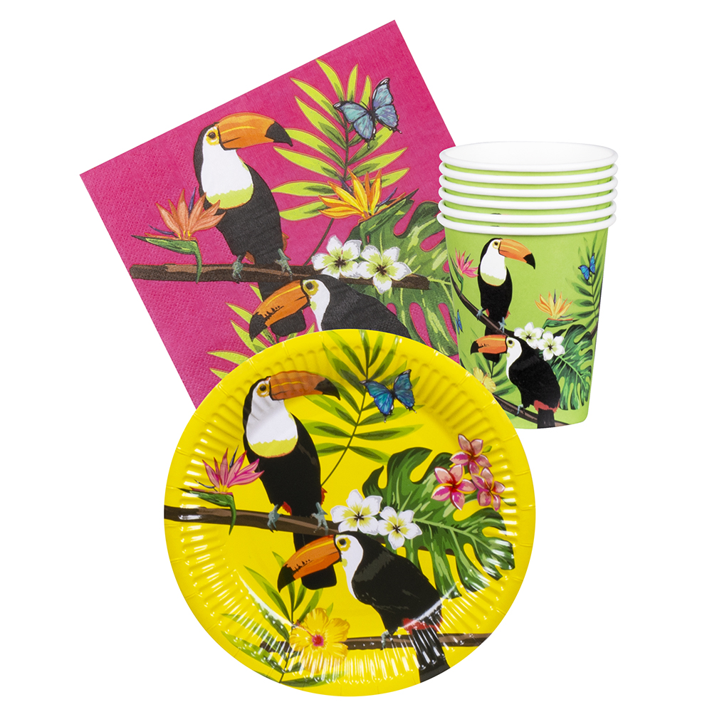 PACK SET DE TABLE TOUCAN (Set 6 personnes + nappe)