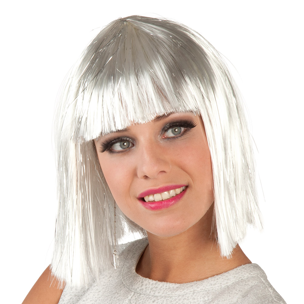 PERRUQUE GIGI GLAMOUR (Blanche et lamée argent)