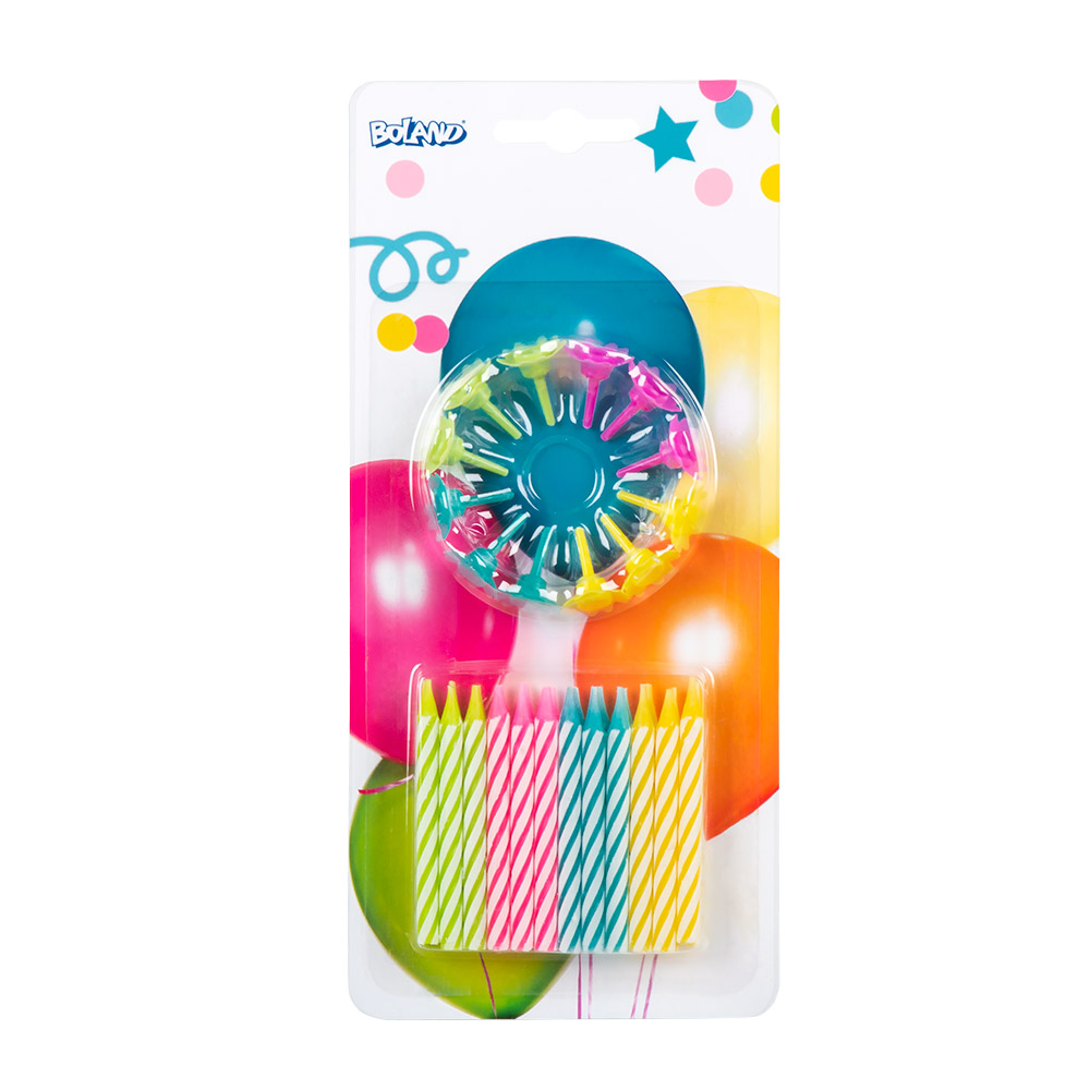 BOUGIES D'ANNIVERSAIRE (12 bougies + bobèches)