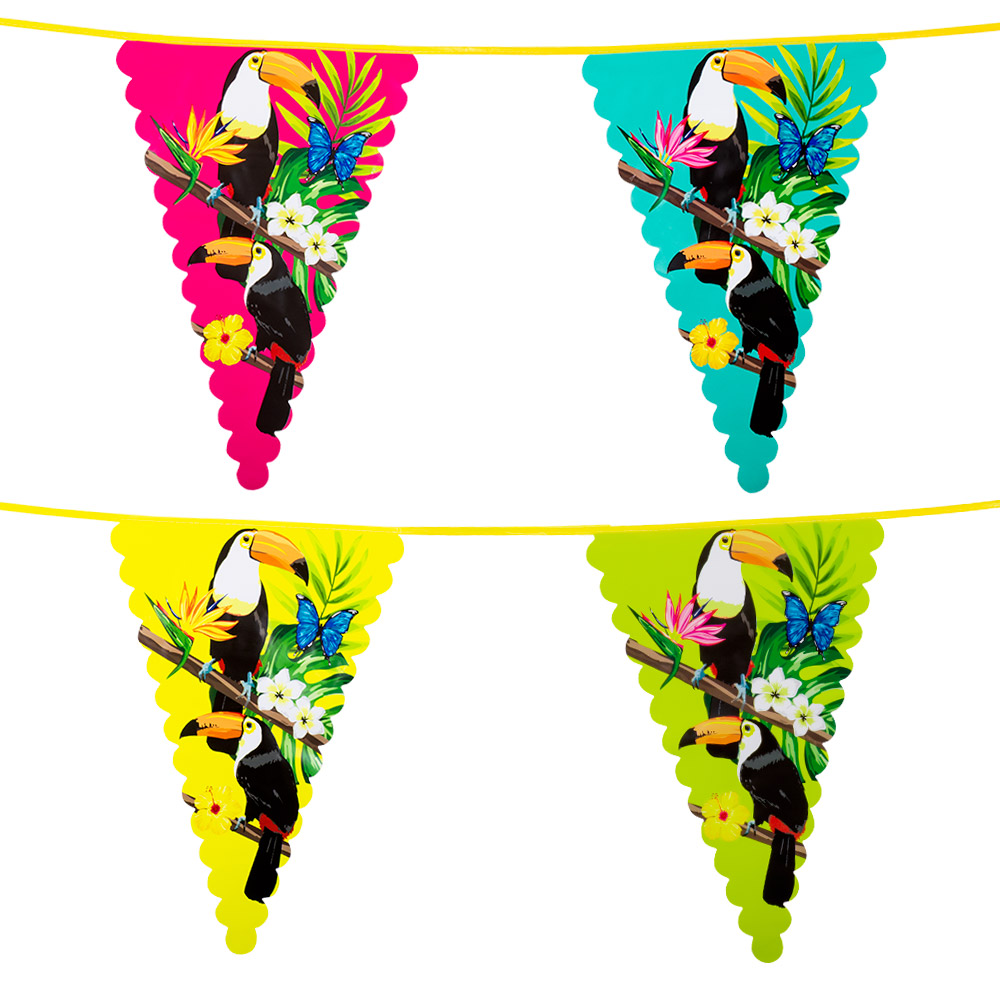 GUIRLANDE DE TOUCANS (Longueur 6 mètres - fanions)
