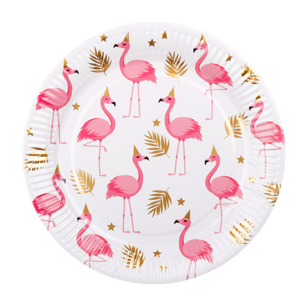 ASSIETTES FLAMANT ROSE (Pack de 10 assiettes 23 cm)