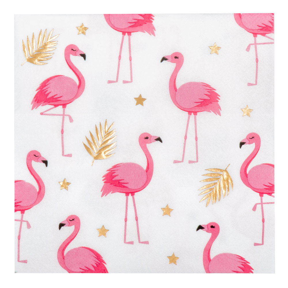 SERVIETTES FLAMANT ROSE (20 Serviettes 33 x 33 cm)