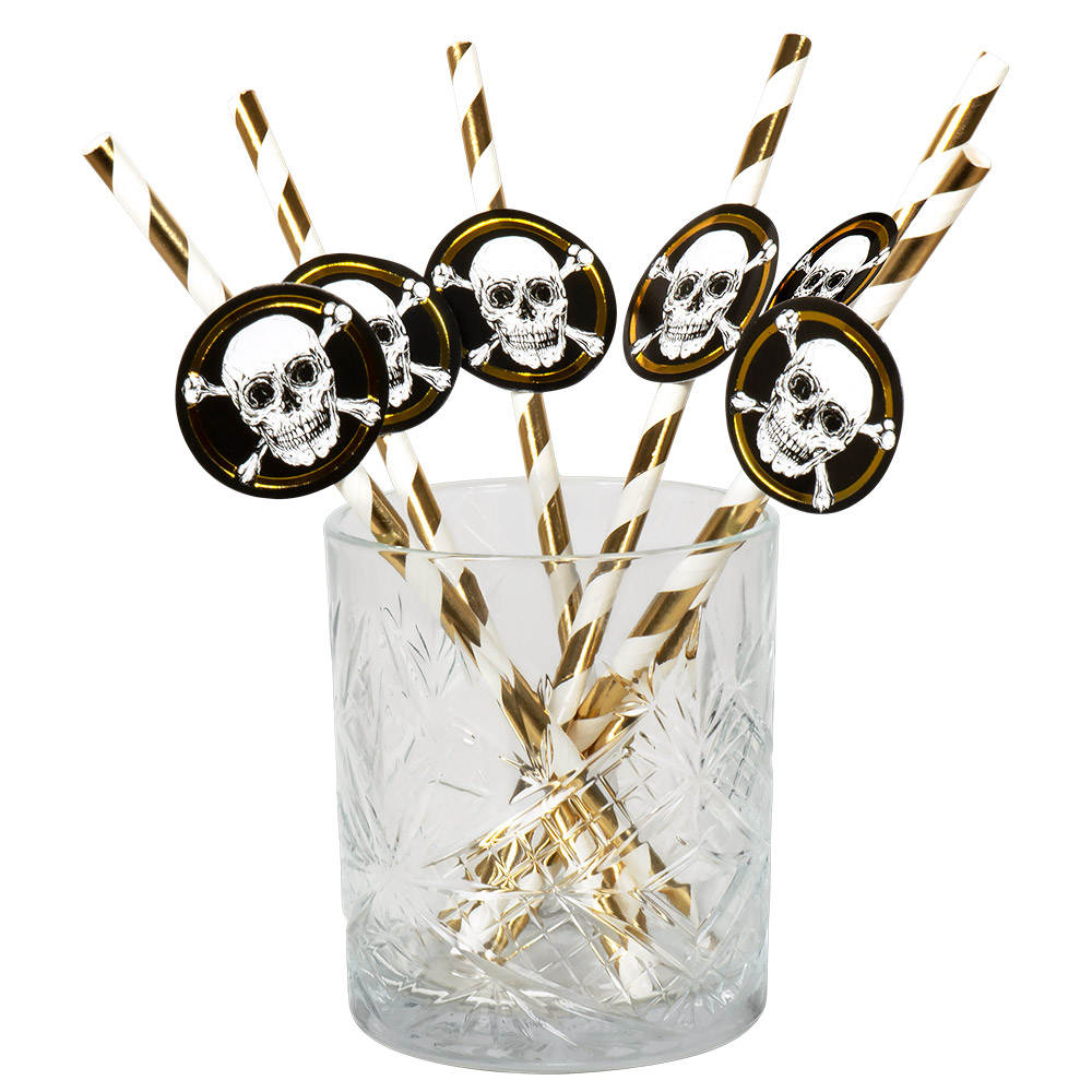 SET DE 6 PAILLES PIRATES (Pailles en papier 20 cm)