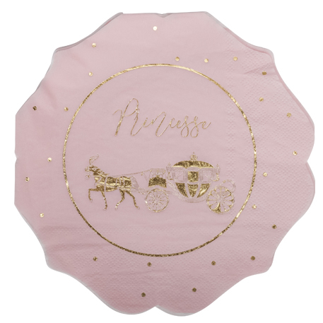 SERVIETTES DE PRINCESSE (Pack de 16 serviettes) Collection rose et or