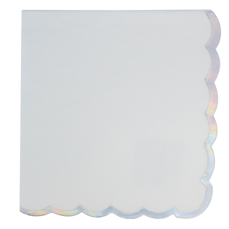 SERVIETTES BLANCHES LUXE (16 serviettes liseret argent)