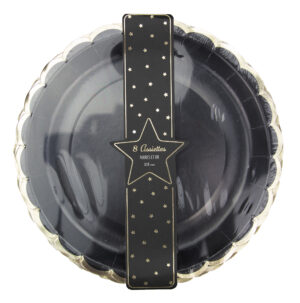 ASSIETTES NOIRES ET OR (Pack de 8 assiettes 23 cm) – Image 1