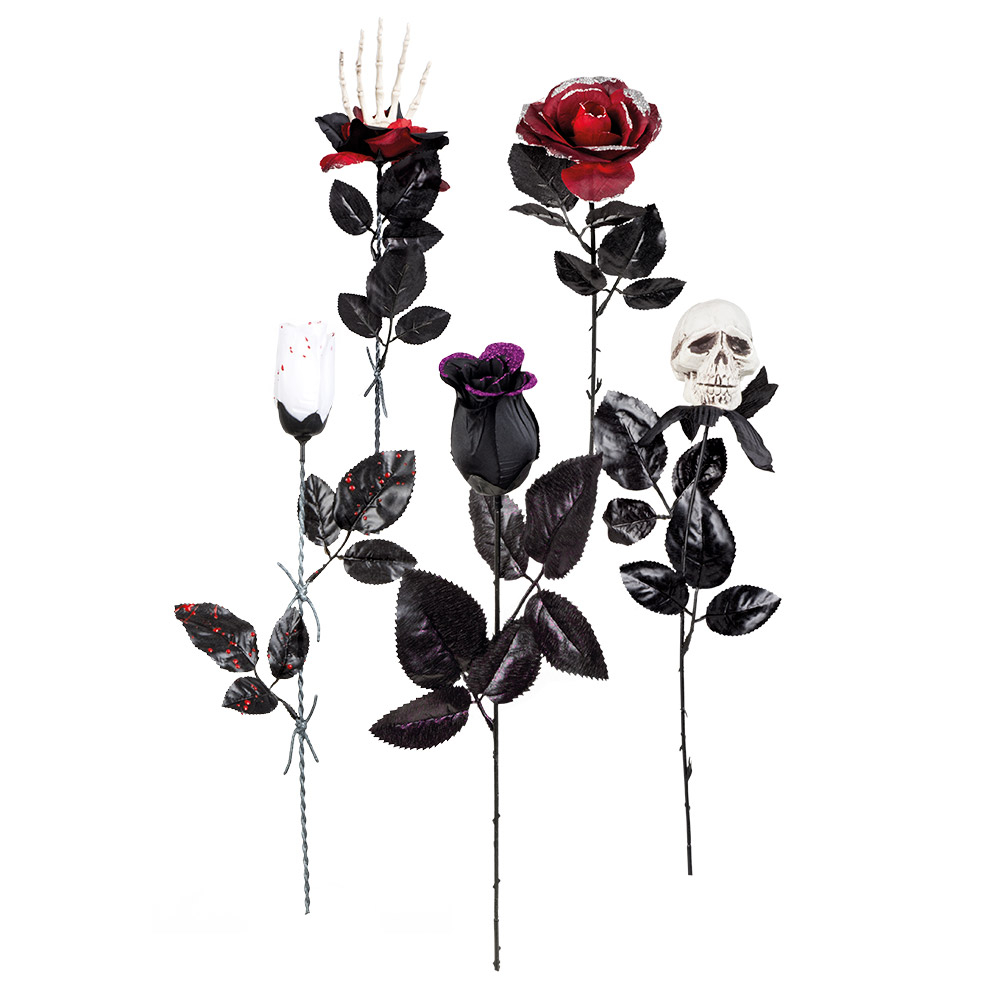 ROSES GIVRÉES ASSORTIES (Pack de 20 roses de 45 cm) Spécial Halloween