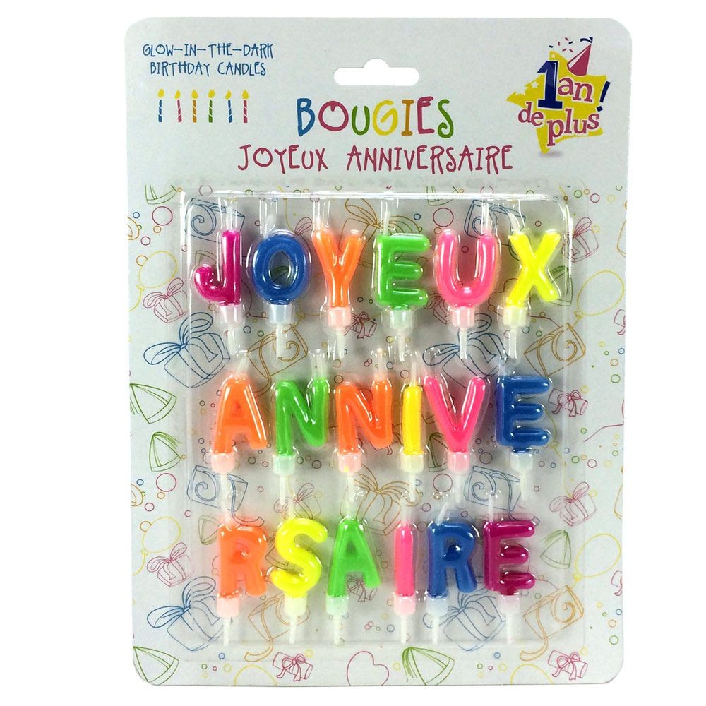 BOUGIES ANNIVERSAIRE (Lettres Joyeux anniversaire)