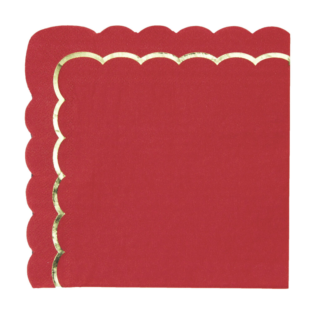 SERVIETTES ROUGES ET OR (16 serviettes - 33 x 33 cm)
