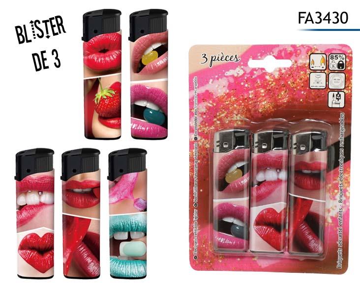 BRIQUET BOUCHE (Blister de 3 briquets)