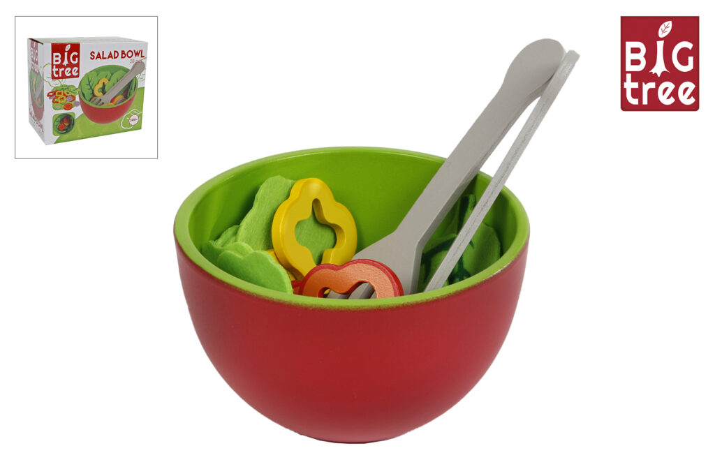 SALADIER AVEC LÉGUMES (Jouet en bois - 28 pièces ) Taille 13 cm - Dès 24 mois