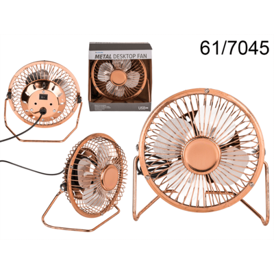 VENTILATEUR DE TABLE (Métal Rose - 14.5 x 15cm) Prise USB - Lot 6 pièces