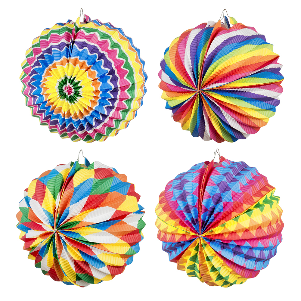 LAMPION BARIOLÉE (Pack 12 pièces - Taille 22 cm)