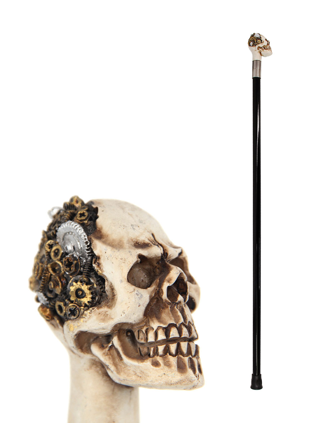 CANNE LUXE TÊTE DE MORT (Canne en métal 88 cm) – Image 1