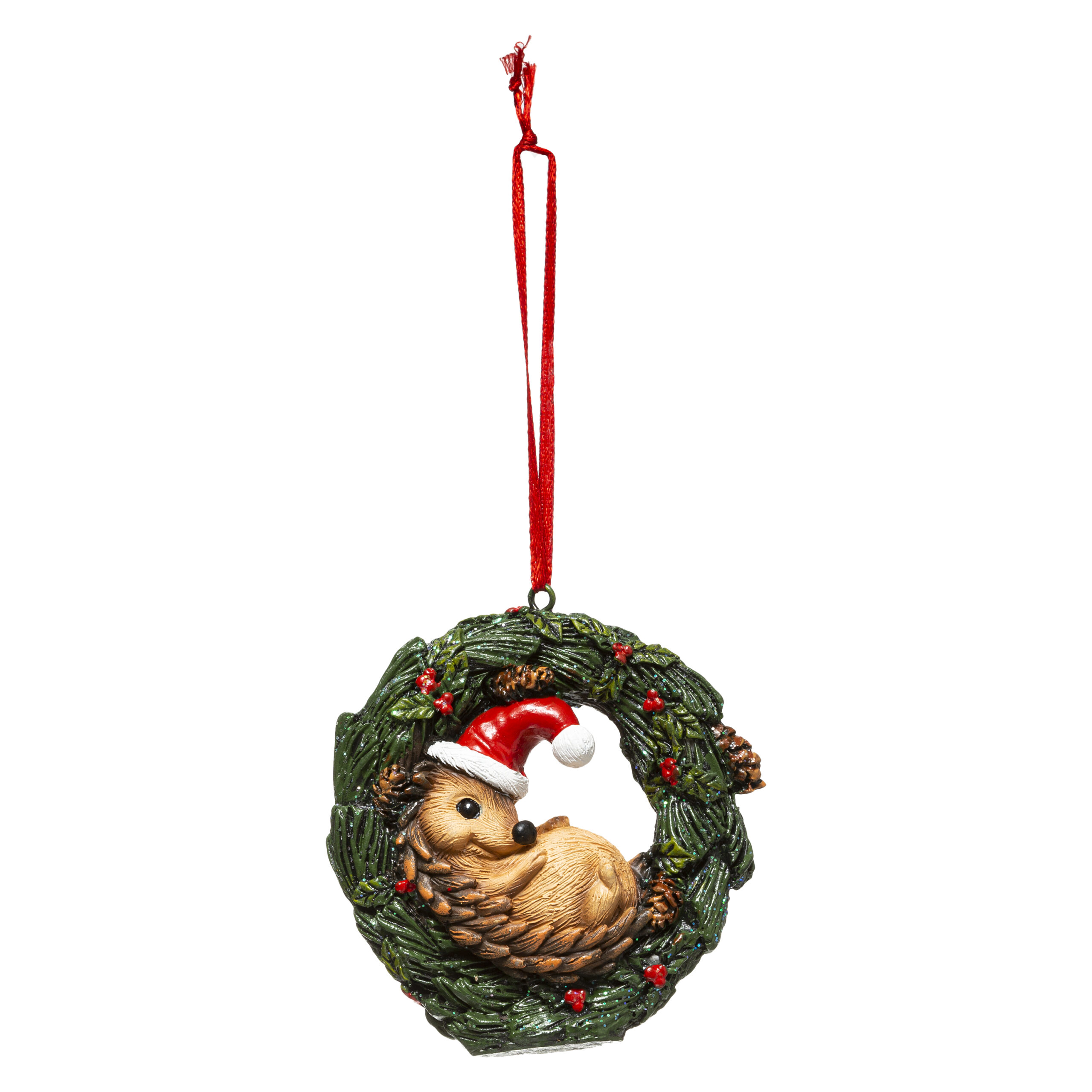 COURONNE HÉRISSON (Décoration de noel 8 cm) – Image 1