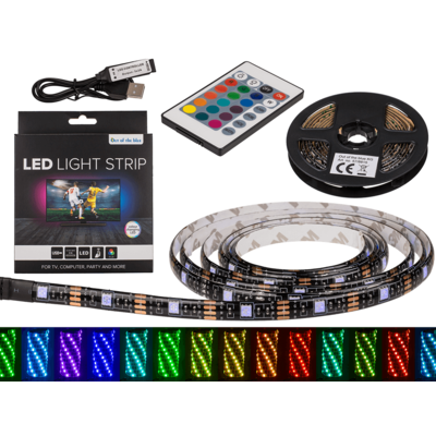 BANDE LED AUTOCOLLANTE (Télécommande, prise USB) Pack Promo - 2 m x 1 cm