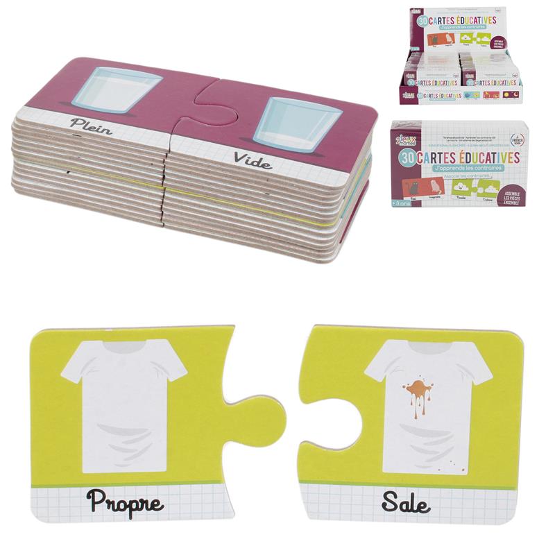 PACK CARTES EDUCATIVES (J'apprend les contraires) Box 30 cartes éducatives
