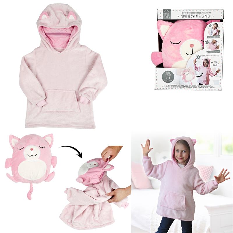SWEAT PLAID A CAPUCHE (Rose - Taille enfant 4-6 ans) Pack promo - 28 pièces