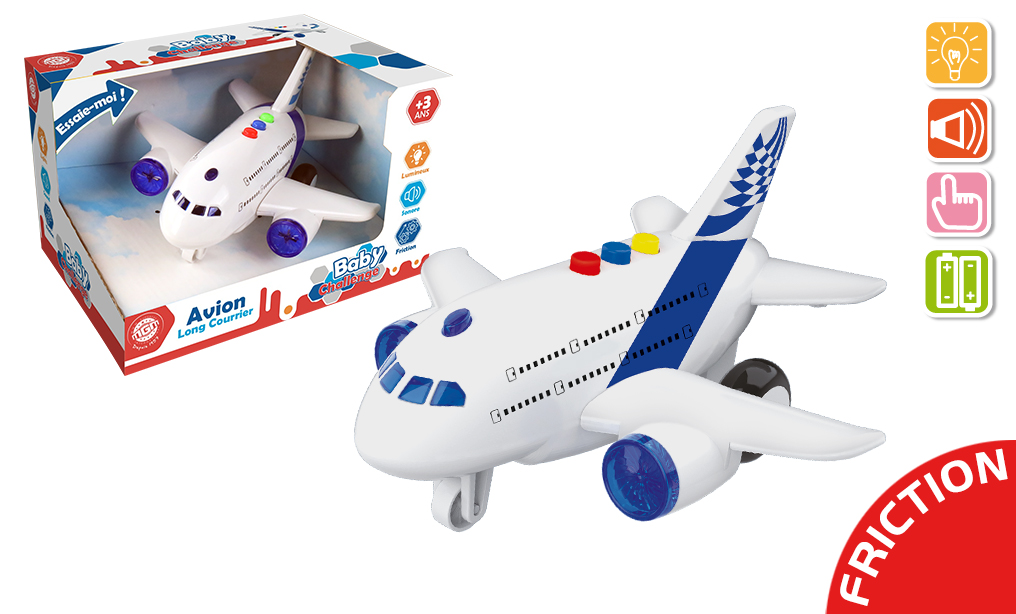 AVION GRANDE LIGNE (Véhicule rétro friction 17 cm) Sonore et lumineux