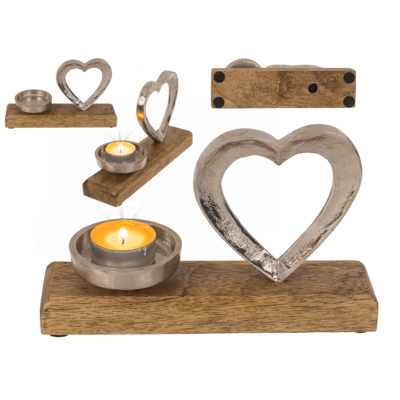 COEUR AVEC BOUGIE (Support 20 x 8 x 12 cm)