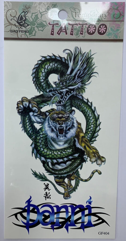 TATOUAGES ÉPHÉMÈRES (Pack 12 pièces au modèle) 20 modèles de 20 x 10 cm
