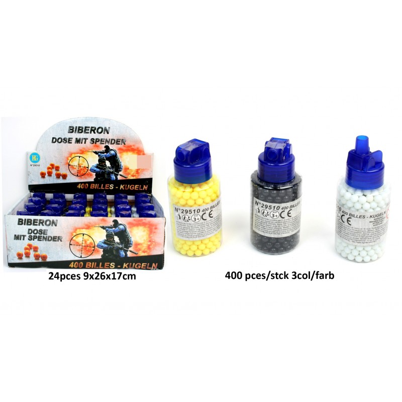 POT 400 BILLES 3 COLORIS (RECHARGE ARMES A BILLES)