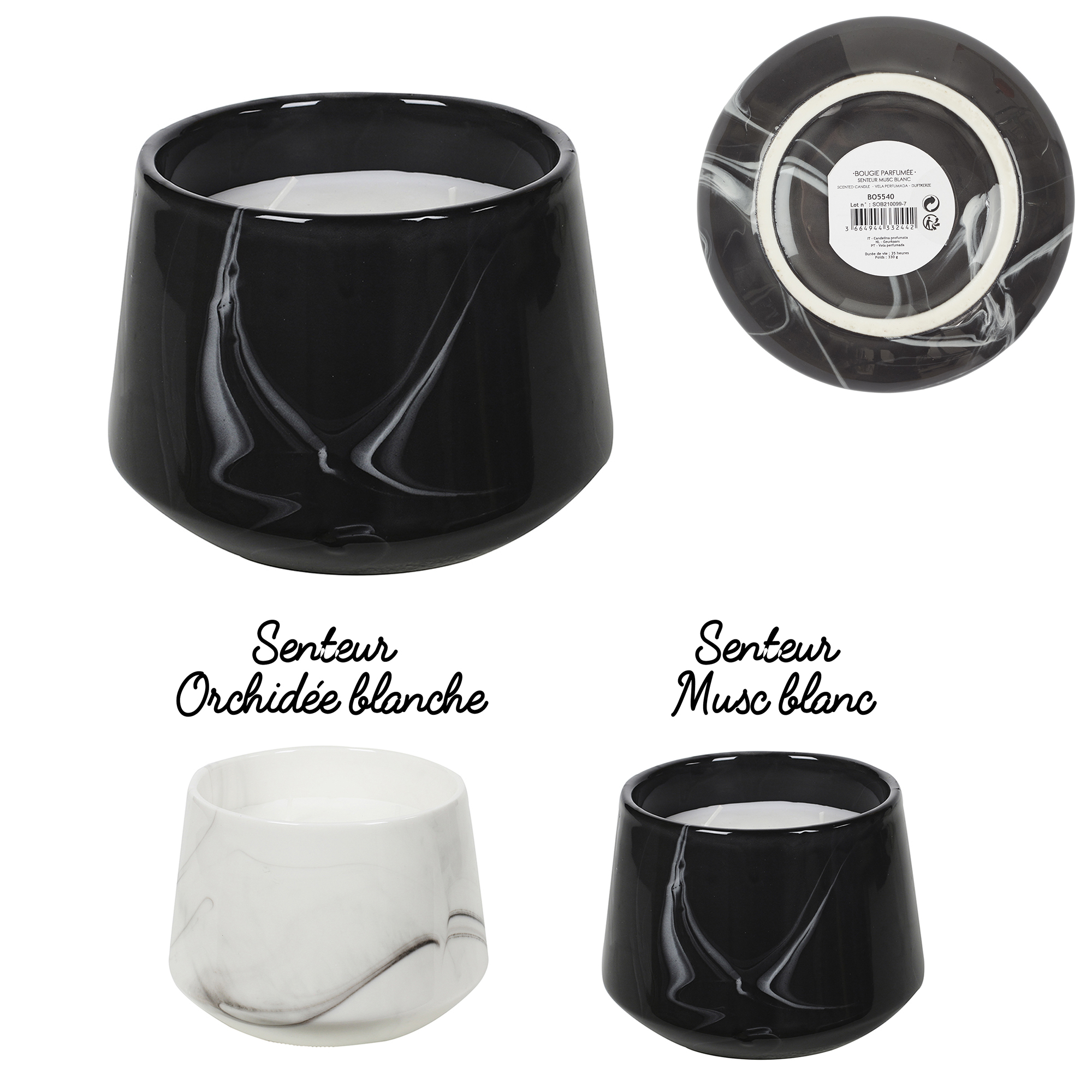 BOUGIE PARFUMÉE MARBRÉE (Diamètre 12 cm - H 10.5 cm) – Image 1