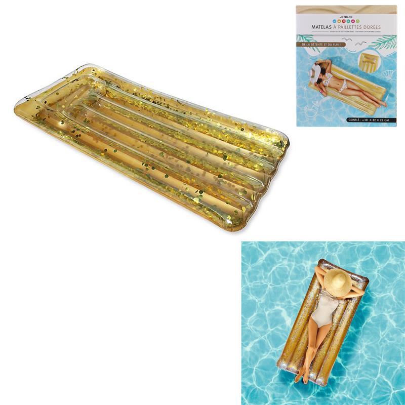 MATELAS DORÉ A PAILLETTES (Matelas gonflable 181 cm)