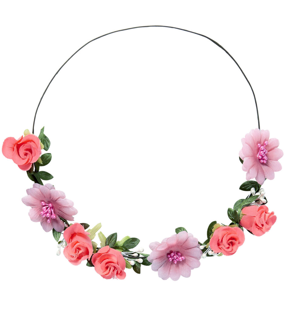 COURONNE FLEURS ROSES (Serre tête fleuri)