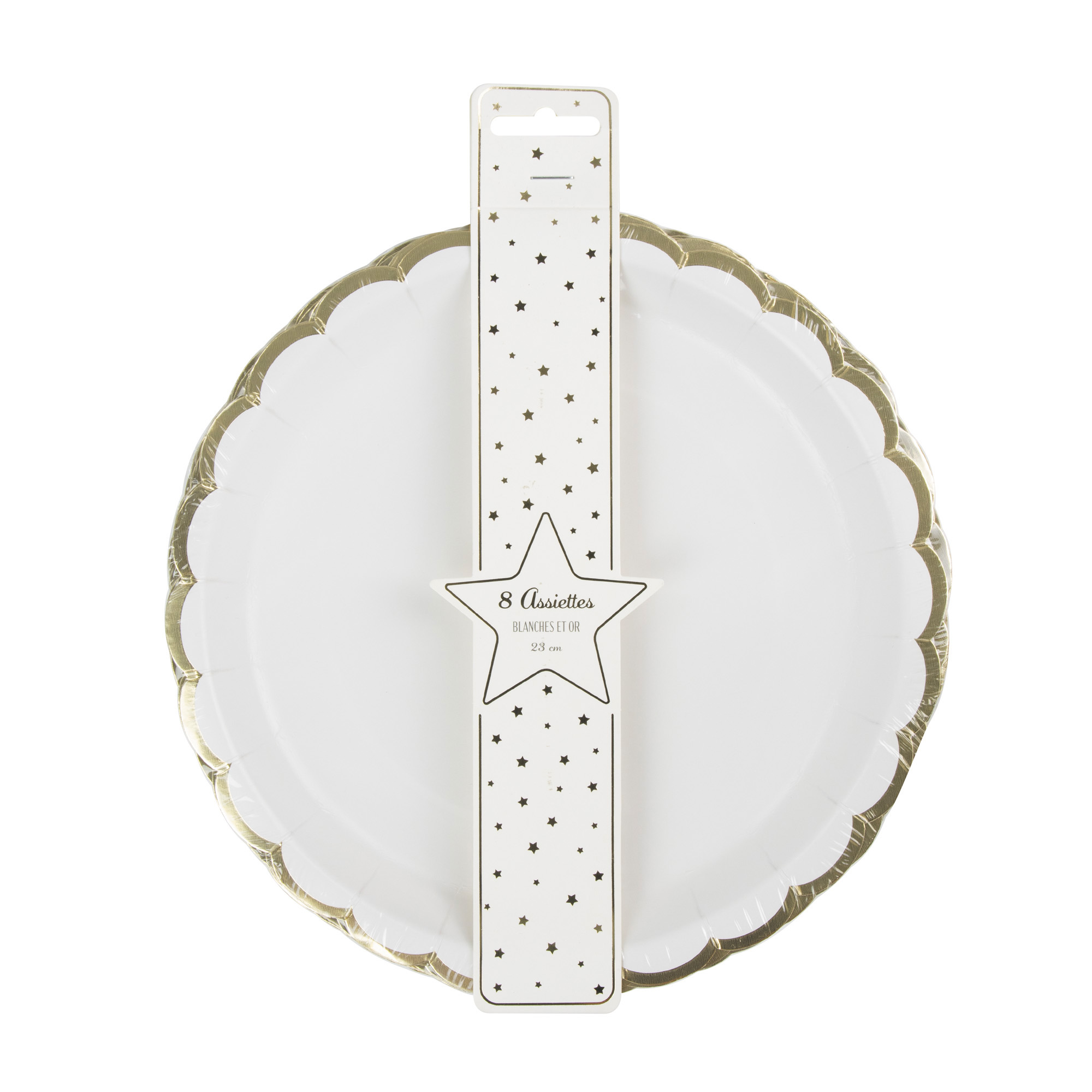 ASSIETTES BLANCHES ET OR (Pack 8 assiettes 23 cm) – Image 1