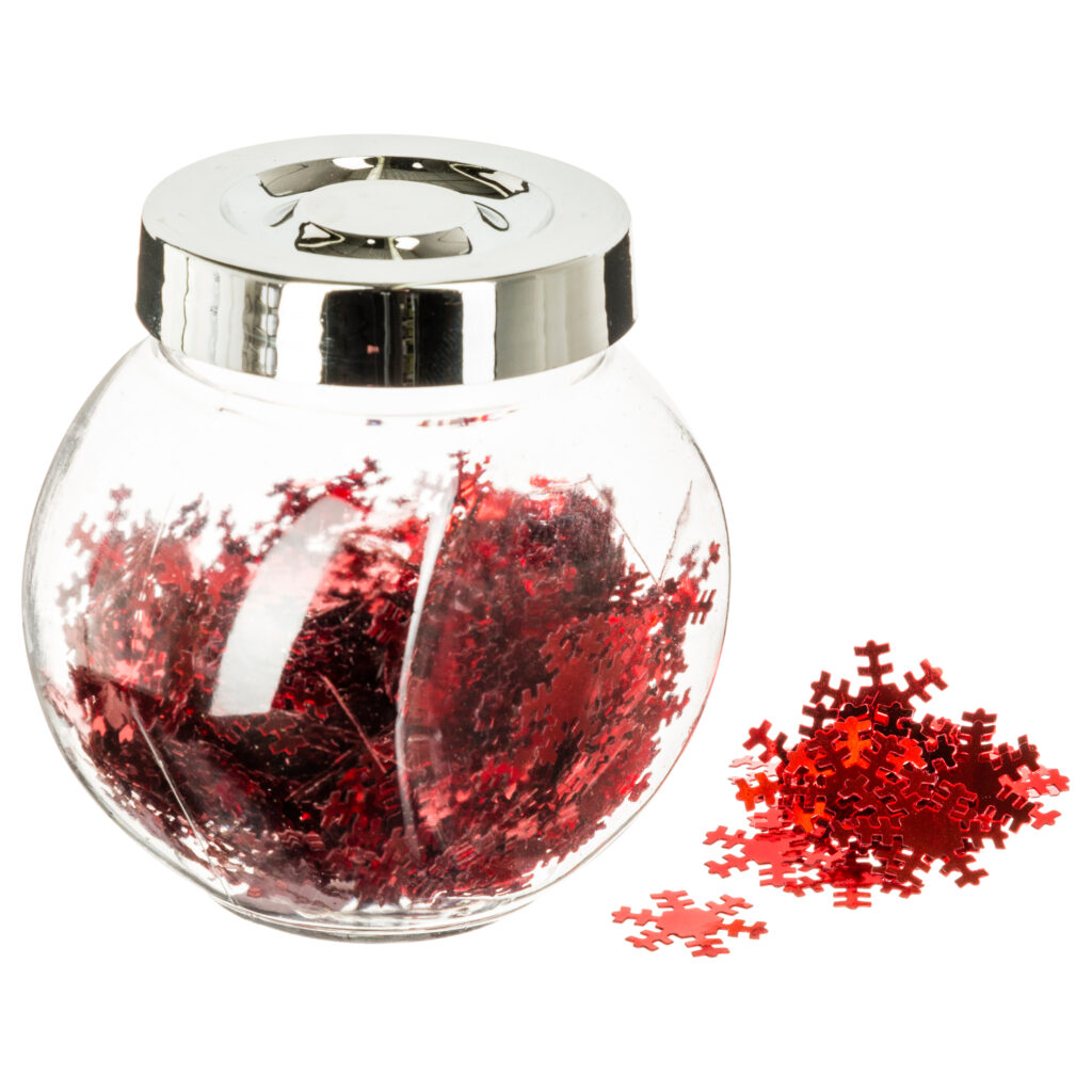 BOCAL CONFETTIS DE TABLE (3 modèles couleur rouge)