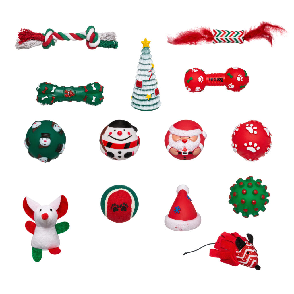 JOUJOUX CHIENS ET CHATS (24 jouets de noël assortis)