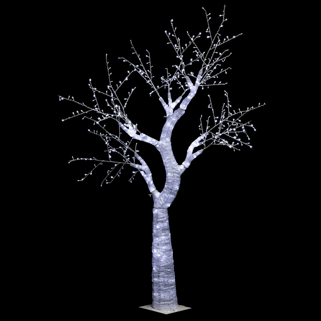 ARBRE BLANC LUMINEUX (698 lampes - 8 fonctions) Hauteur 250 cm