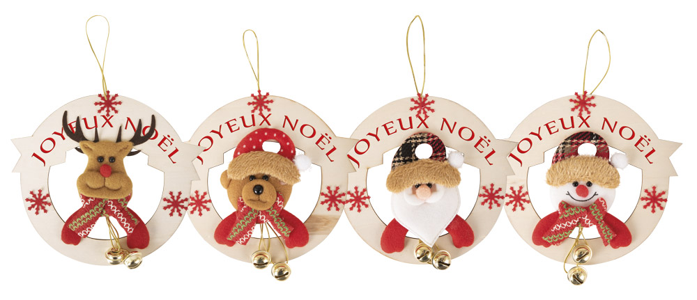 DÉCORATIONS JOYEUX NOEL (Décorations en bois 17 cm)