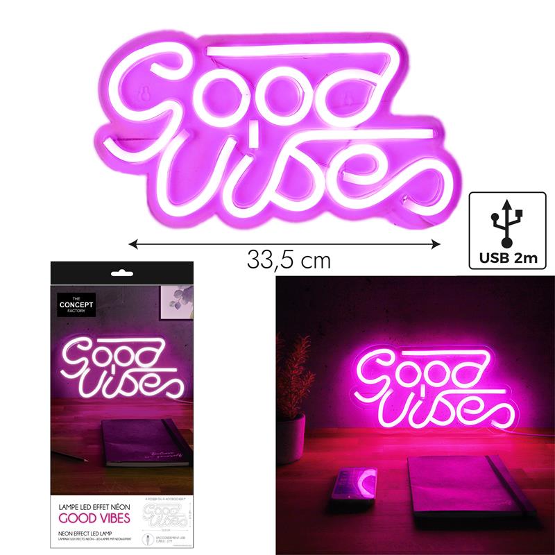 LAMPE TUBE GOOD VIBES (Lampe néon 33 x 17 cm)