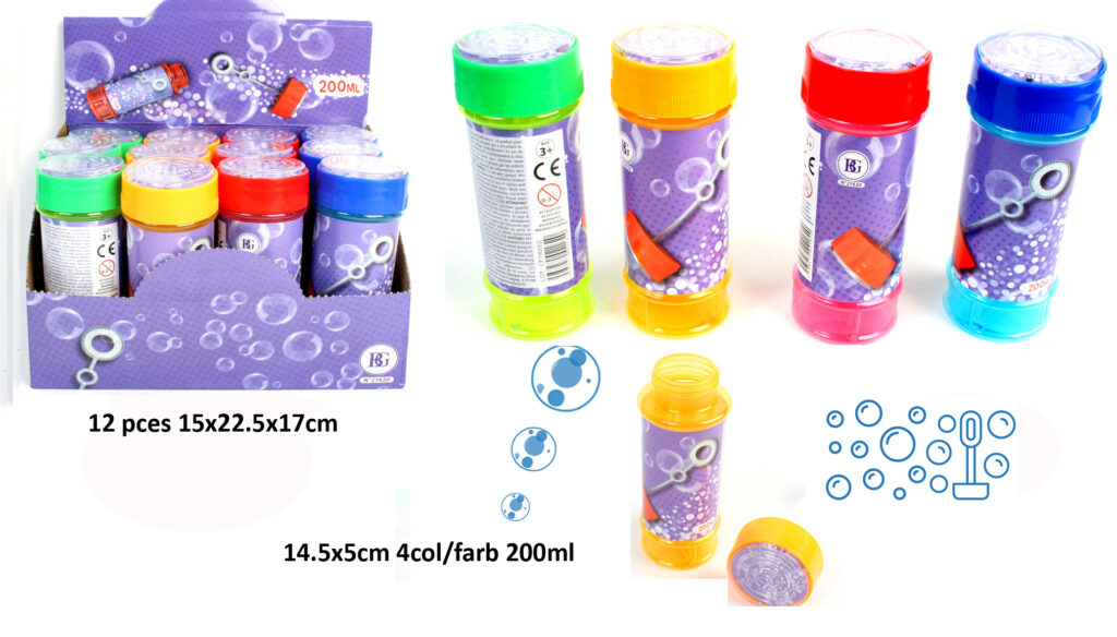 BULLES A SAVON EN TUBE (Pack 12 pièces 200 ml)