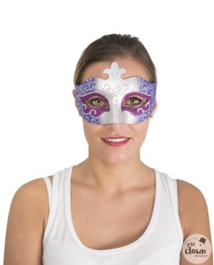 LOUP VÉNITIEN BICOLORE (Argent/Violet ou Or/Rouge) – Image 2