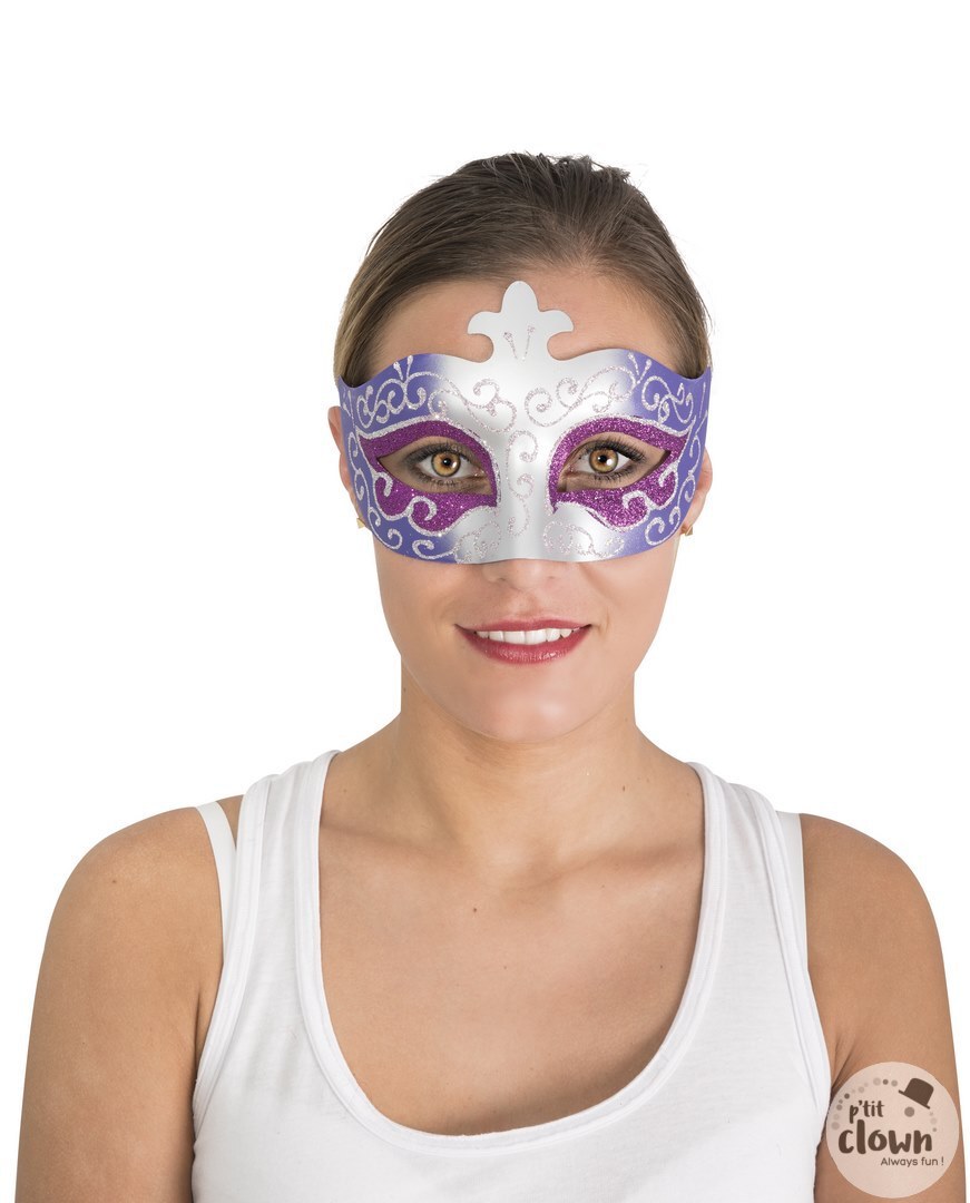 LOUP VÉNITIEN BICOLORE (Argent/Violet ou Or/Rouge) – Image 2