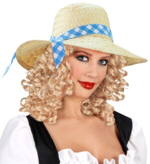 CHAPEAU PAILLE FEMME (avec nœud à carreaux) – Image 1