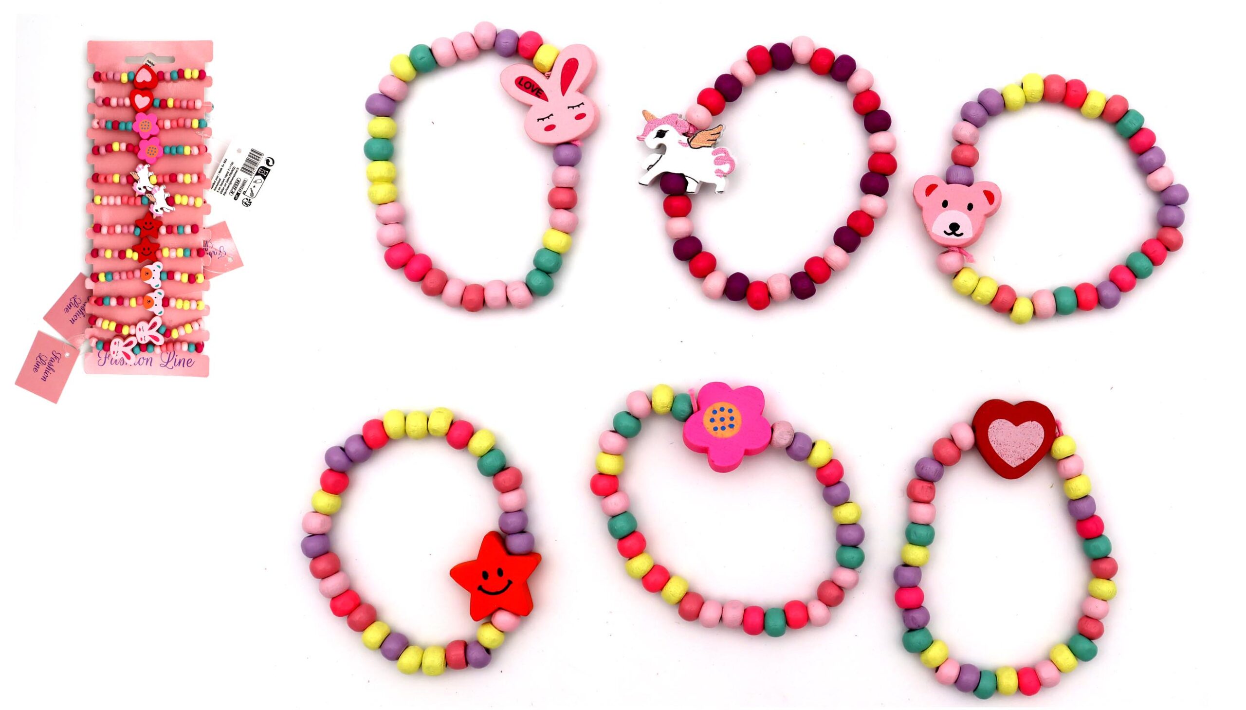 BRACELET PERLES EN BOIS (Pack de 24 pièces) – Image 1