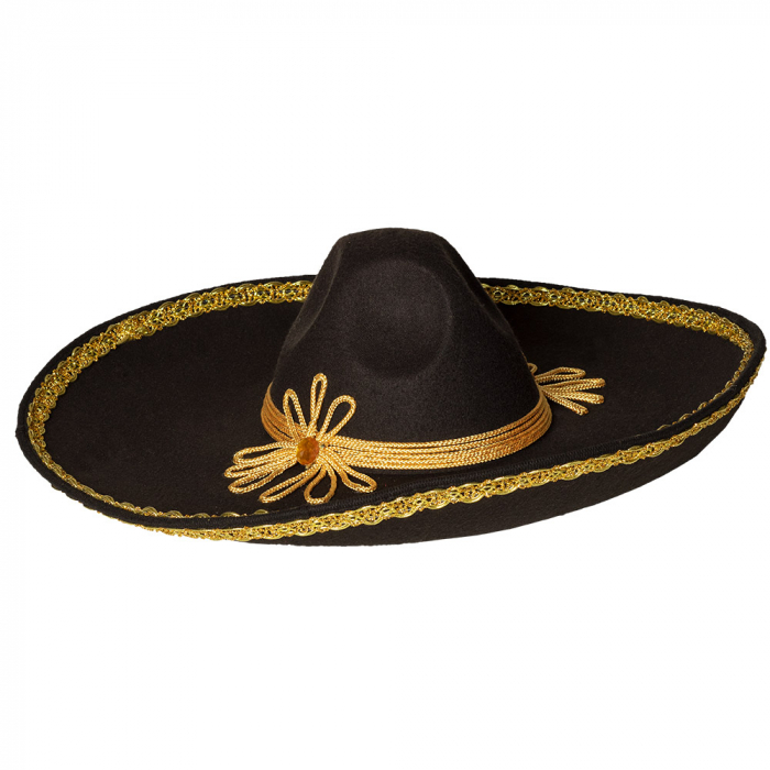 SOMBRERO DE LUXE (Chapeau mexicain Noir/or)