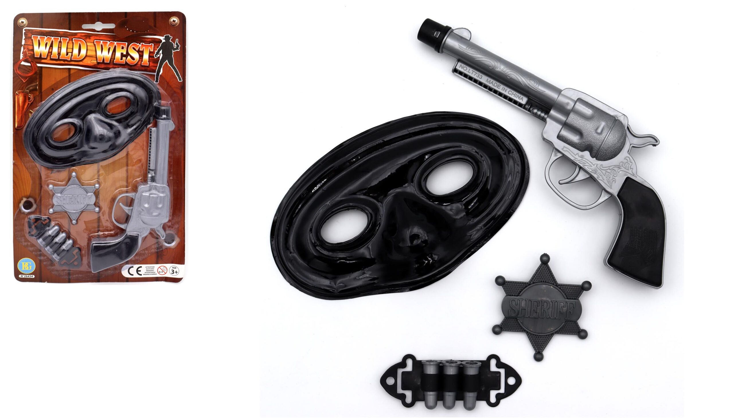 PISTOLET DE COW BOY (Masque, étoile, bracelet) – Image 1