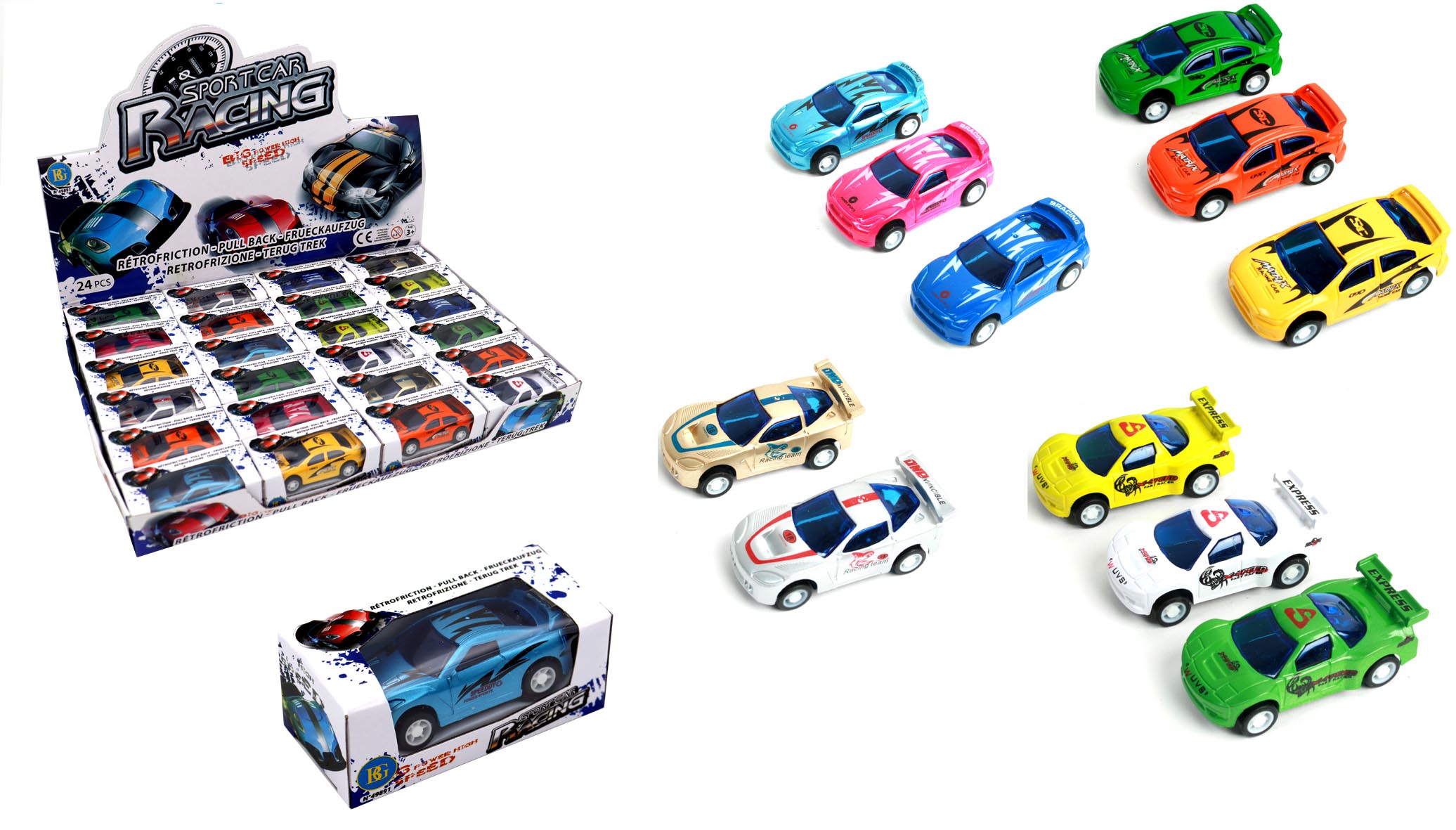 VOITURE DE SPORT FUN (Rétro friction - 7 cm) – Image 1